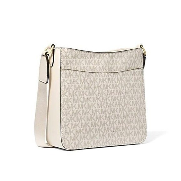New Michael Kors Jet Set Travel Small Signature Logo Messenger Bag Light Cream - Picture 4 of 4